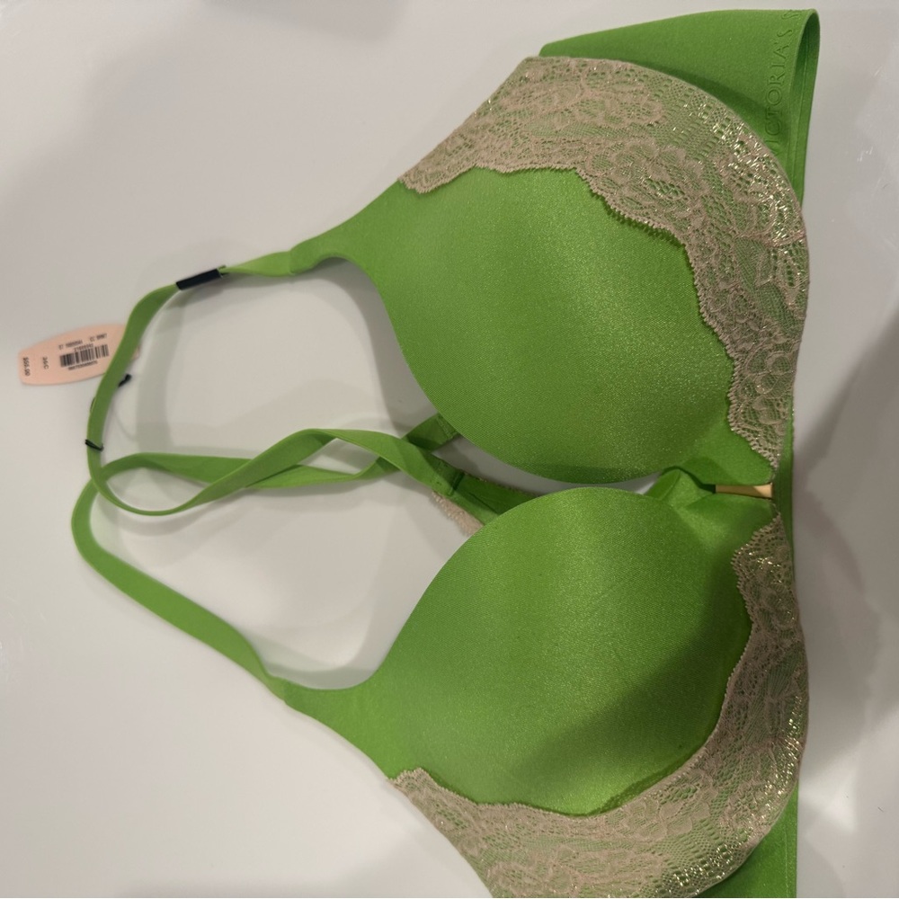 SKIMS Lime Green Lace-Trim Padded T-Shirt Bra